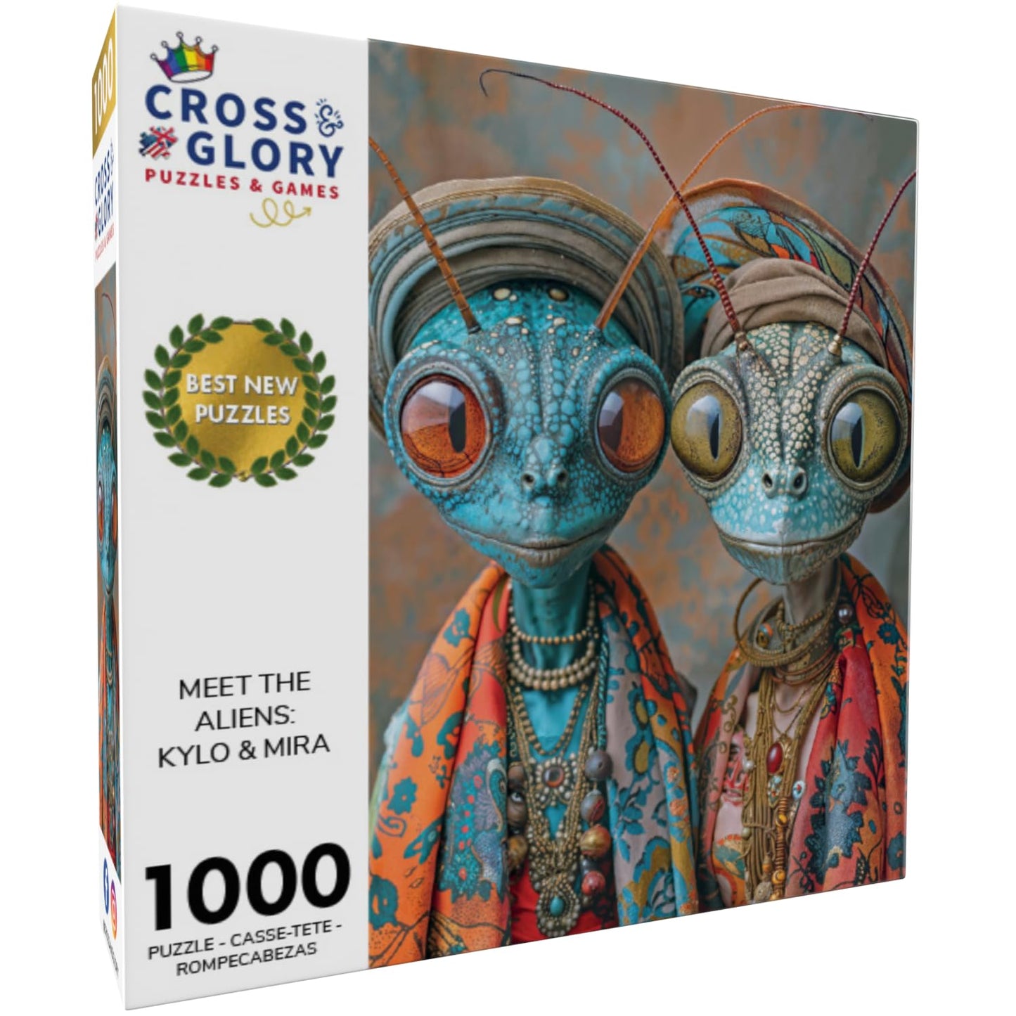Cross & Glory 1000 Piece Jigsaw Puzzle - Meet The Aliens - Kylo and Mira - Large Size, 1.8 MM Thick Cardboard, Sci-Fi Adventure