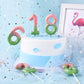 PHD CAKE 2.76 Inch Classical Pink Green Gold 7 Number Birthday Candles, Gold Number Candles, Cake Number Candles, Party Celebrat