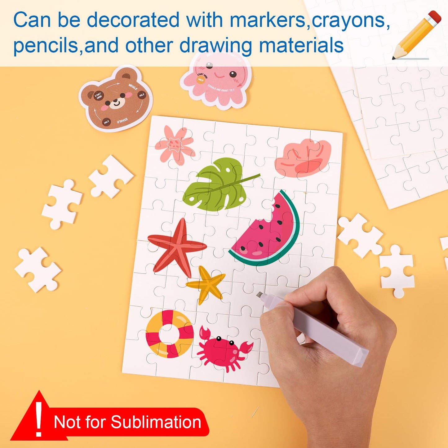 8 Sheets Blank Puzzles for Kids  5.9 x 7.9 Inch / 15x20cm Blank Puzzles 48 Piece Blank Jigsaw Puzzle Paintable Puzzle All White Puzzles for Kids Birthday Activity Party DIY Craft