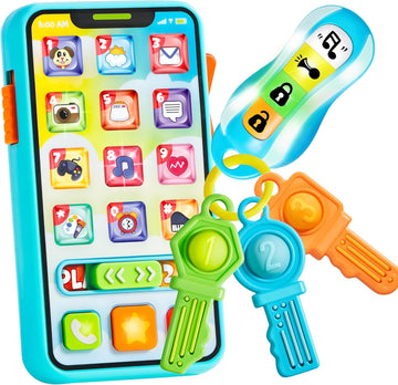 Joyin Baby Musical Toy Phone And Car Keys Teether Set, 60+ Music And Learning Phrases, Baby Learning Toys 10 Months, Toddler Bir