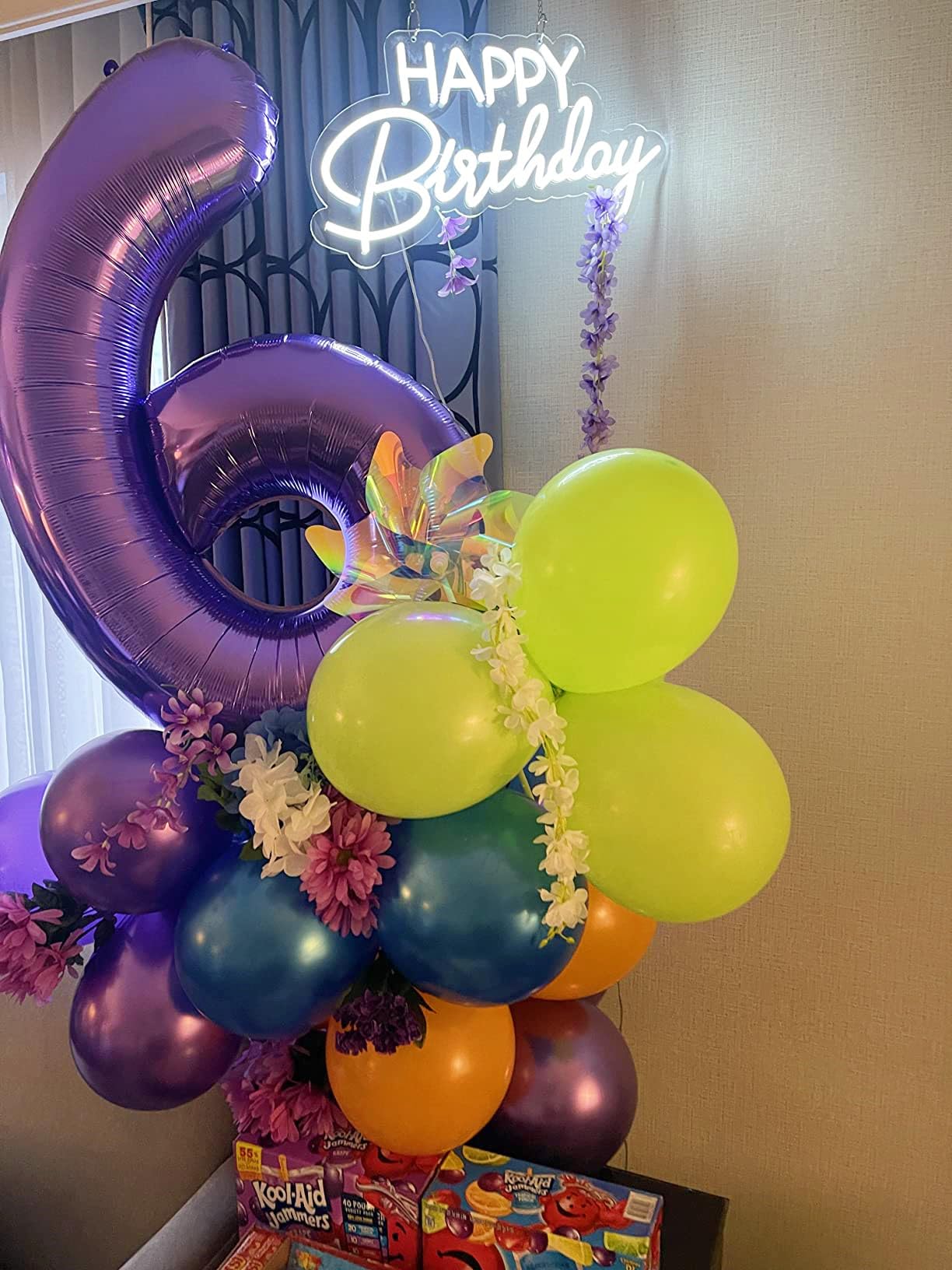 Number 6 Balloon 40 Inch, 6Th Birthday Balloon For Boy Girl, Purple Jumbo 16 60 61 65 Foil Mylar Helium Number Balloons For Merm