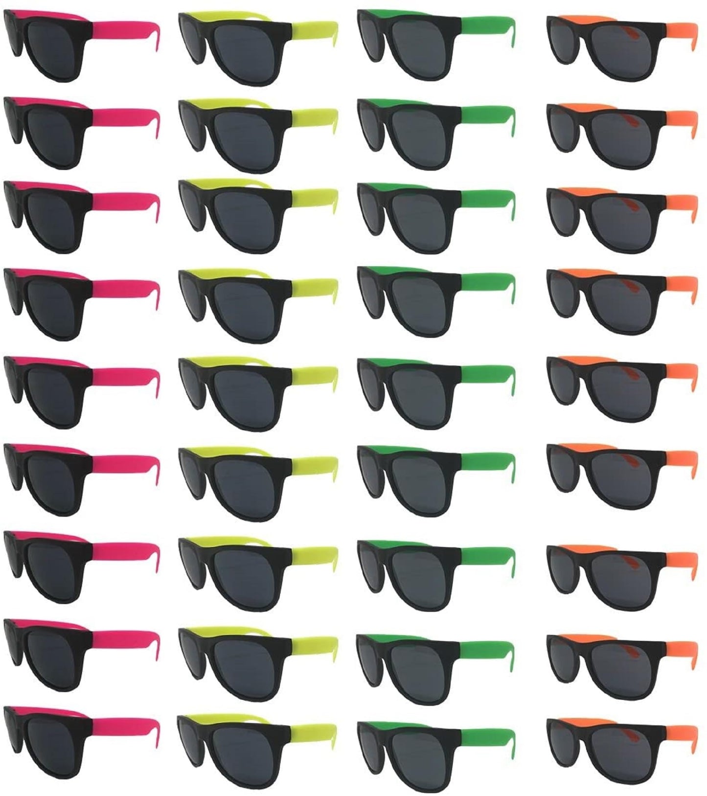TheGag Neon Sunglasses Bulk Kids-Adults Party Pack 48 Green Pink Yellow Orange Sunglasses for Graduation Mardi Gras Holidays Bir