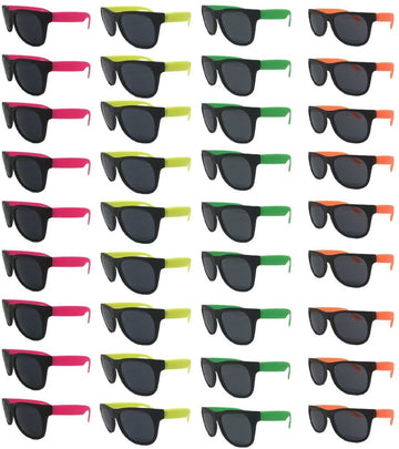 TheGag Neon Sunglasses Bulk Kids-Adults Party Pack 48 Green Pink Yellow Orange Sunglasses for Graduation Mardi Gras Holidays Bir