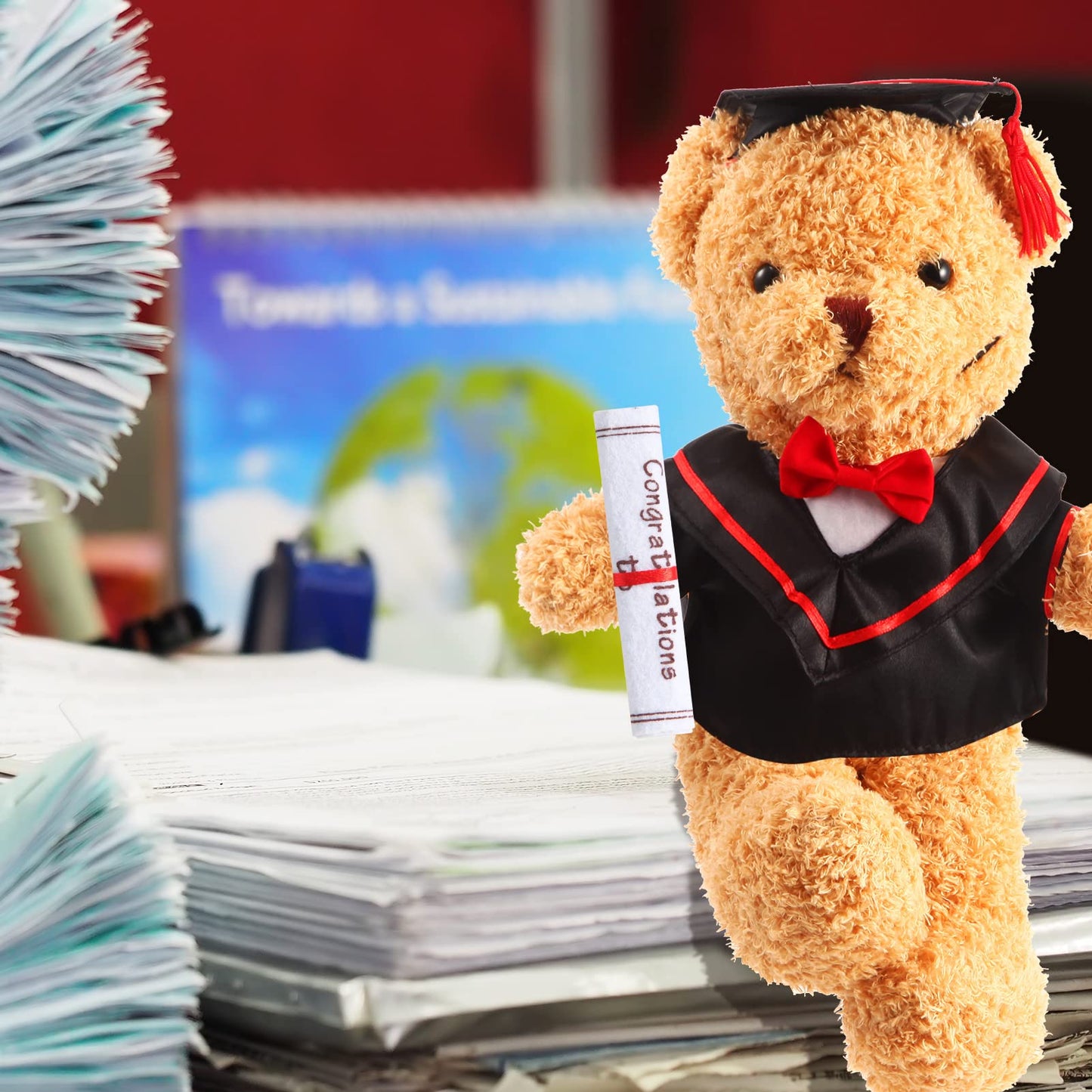 Set Of 1 Graduation Teddy Bear Clothes Cap & Gow Outfit Fits Most 8'' - 12'' Bear Plush Stuffed Animal Outfit Build A Bear Doll