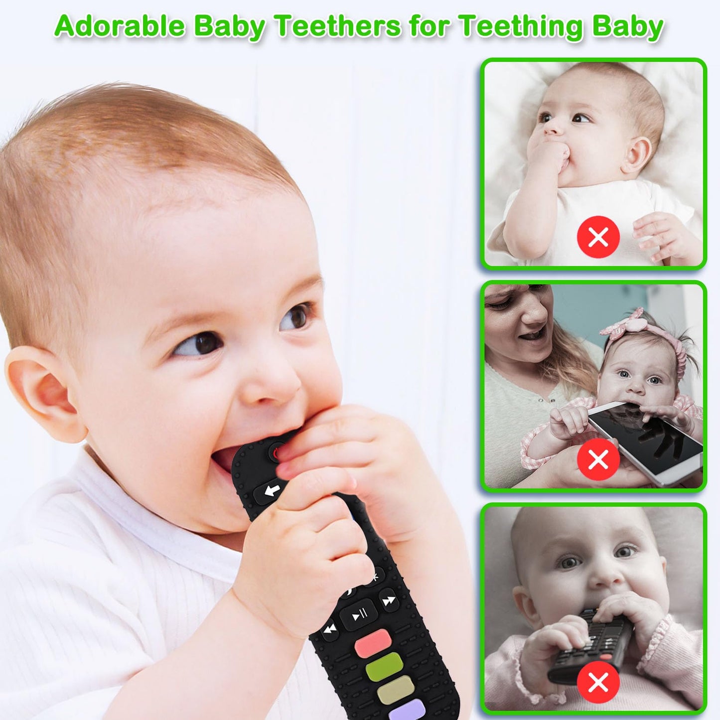 Andywoo Teething Toys For Babies 0-6 Months 6-12 Months, Baby Teething Remote Control Teether Toys, Cell Phone Teether For Babie