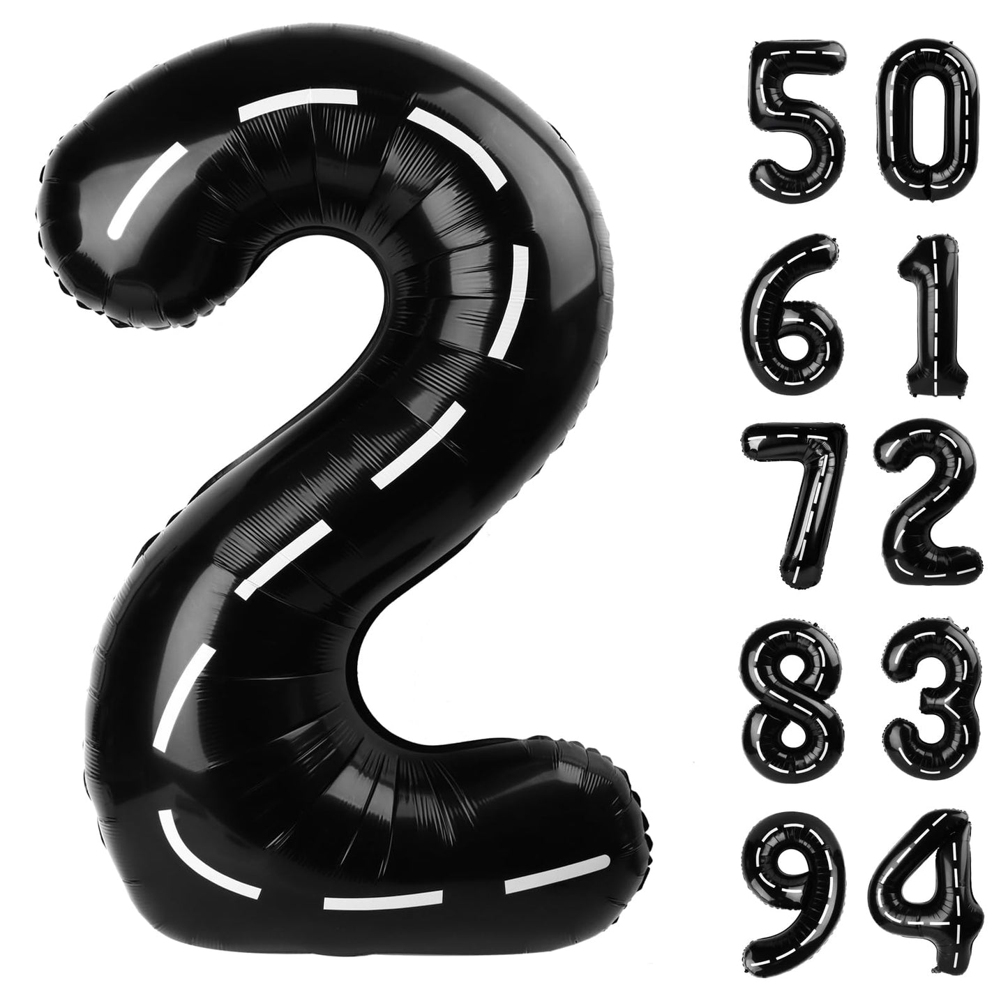 Race Car 2 Balloon, Two Fast Number Balloons 40 Inch, 2Nd Black Balloon Number Birthday Decorations, Second Two Birthday Party S