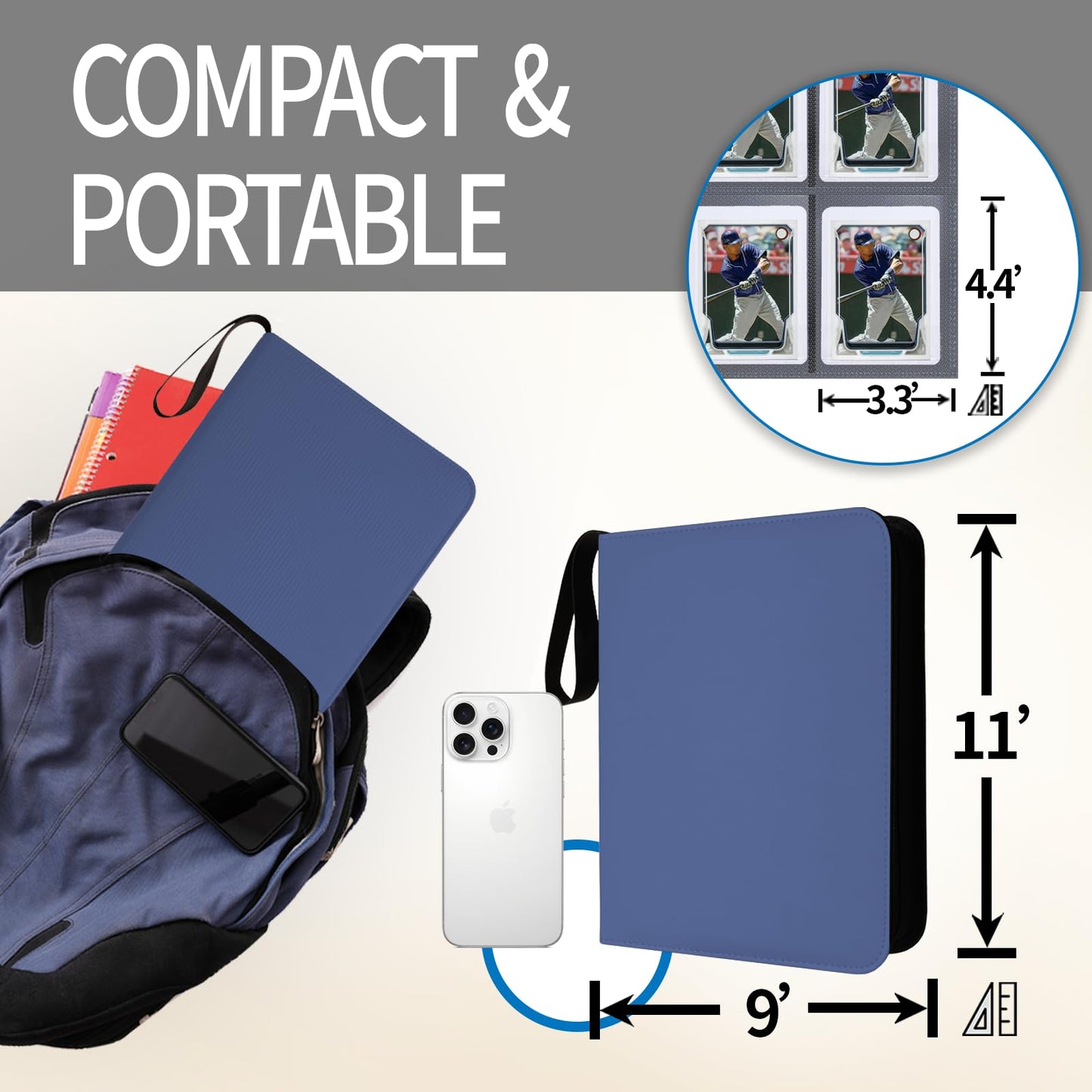 Toploaders Binder Portable 4 Pockets Trading Card Holder Albums for Sports  Trading  and Gaming Cards Blue