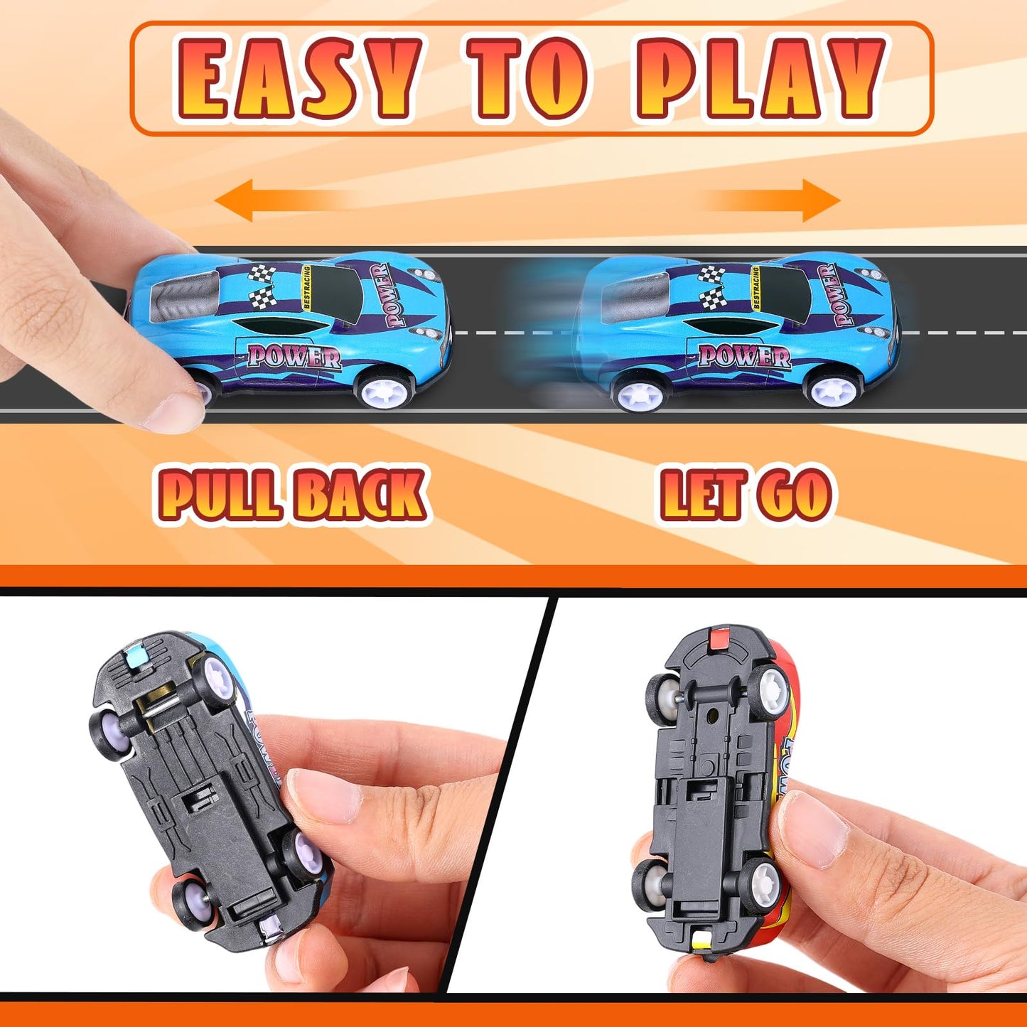 Derte Pull Back Cars For Kids Mini Car Toys Bulk Metal Race Vehicles Party Favors Goodie Bag Stuffers Classroom Prizes For Boys
