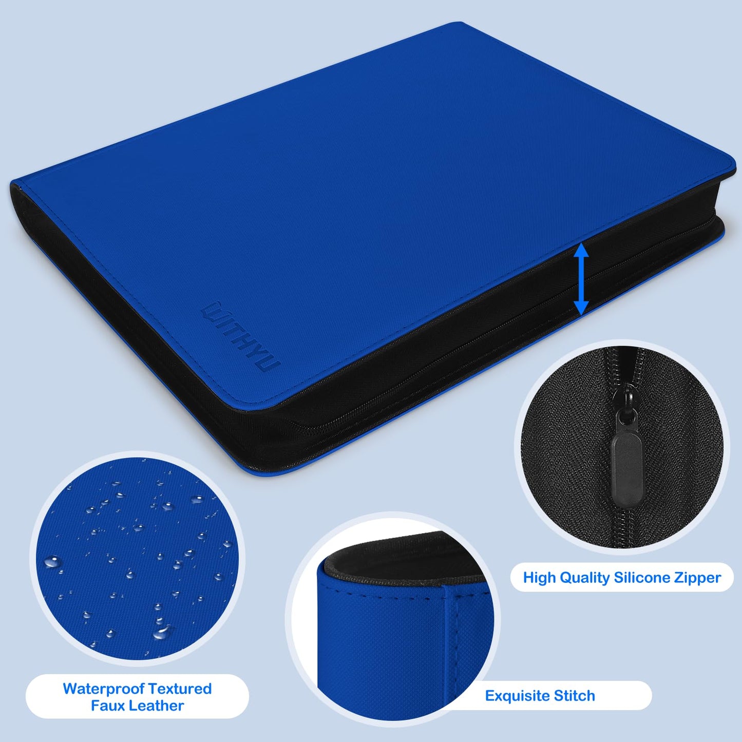 Top Loader Binder  WITHYU 9 Pocket Trading Card Binder for 3x4 Rigid Cards  360 Pockets Card Album with 20 Toploaders  Cards Storage Organizer for Sports  TCG  MTG (Deep Blue)