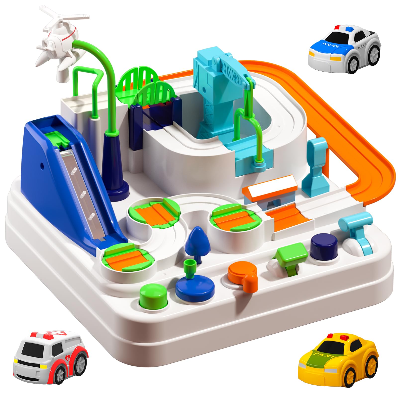 Temi Boys Toys Car Track, Kids Race Track City Adventurous Toy For 3 4 5 6 7 Years Old Boys Girls - Car Toys With 3 Cars, Car Track Toys For Boys Age 3, Birthday Gifts Toys For Boys 3-5 Years Old