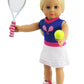 American Fashion World Purple & White Tennis Outfit Set for 18-inch Dolls| 5 Piece Set | enhanced Quality & Trendy Design | Dolls Clothes | Outfit Fashions for Dolls for Popular Brands