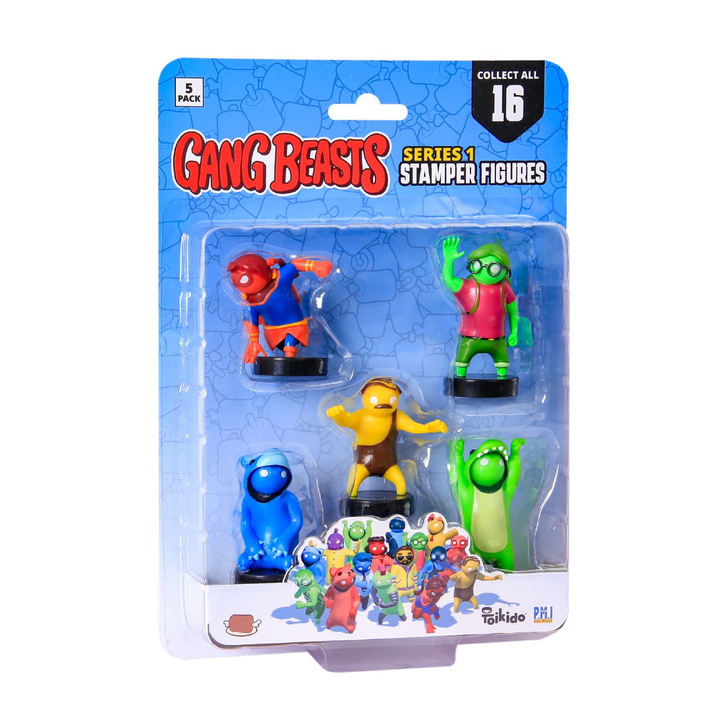 P.M.I. Gang Beasts Stampers for Kids  Mini Stamps for Kids  5 Pack Set  16 Kids Stamps to Collect  Official Gang Beasts Stampers