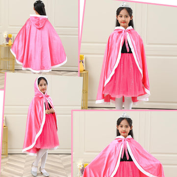 Century Star Girl Fur Princess Cape With Hood Girls Cloak For Little Girls Christmas Pink 2-3 Years