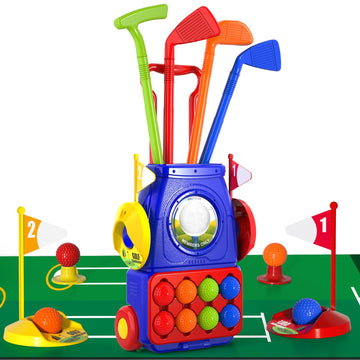 Bennol Toddler Golf Set Toys For Kids, Upgraded Kids Golf Cart Toys Sets With 4 Golf Sticks, 8 Balls And 1 Mat, Indoor & Outdoor