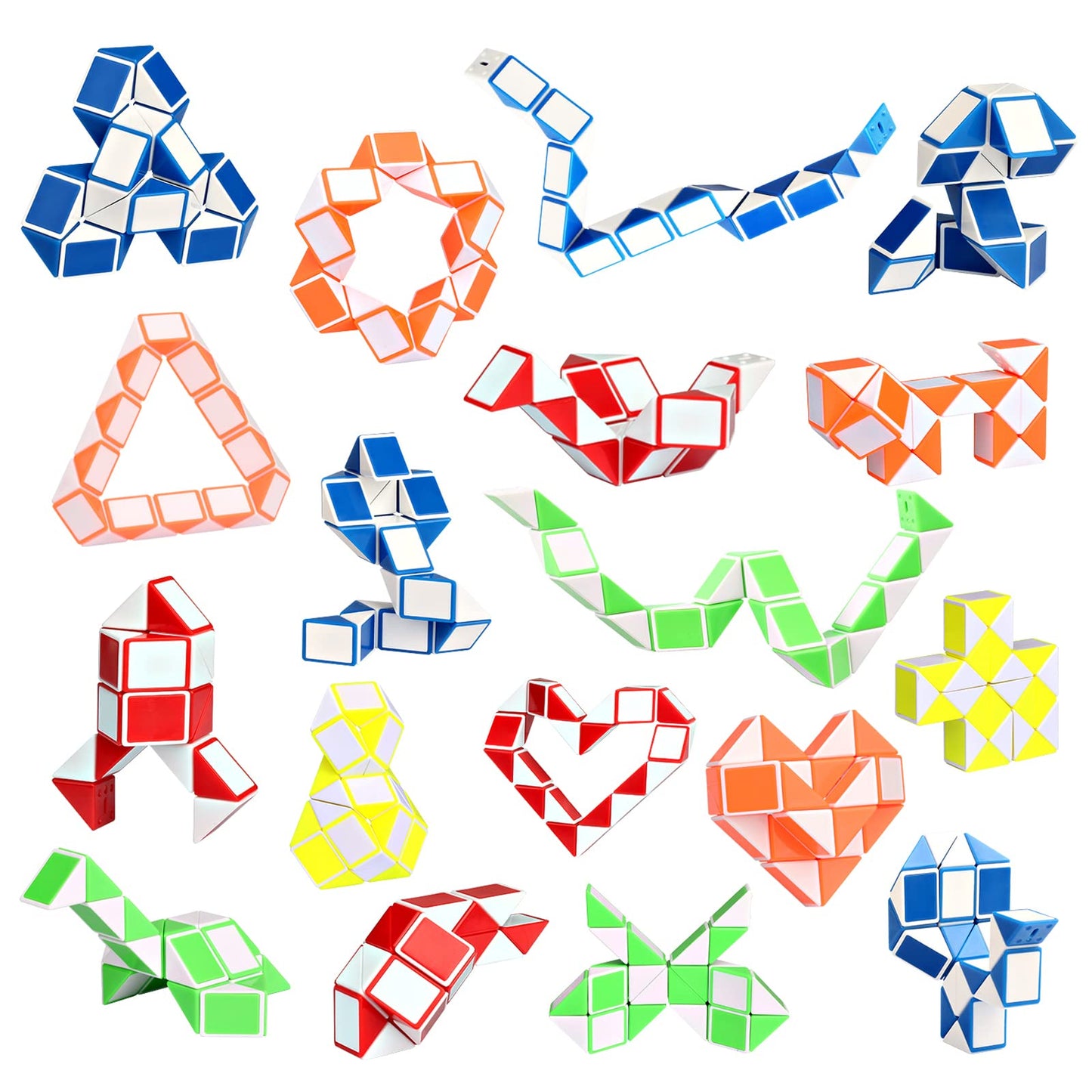 Ganowo 18 Pack Fidget Snake Cube Mini Twist PuzzleToys for Kids Teens Stocking Stuffer, Birthday Party Favors, Goodie Bags Fille