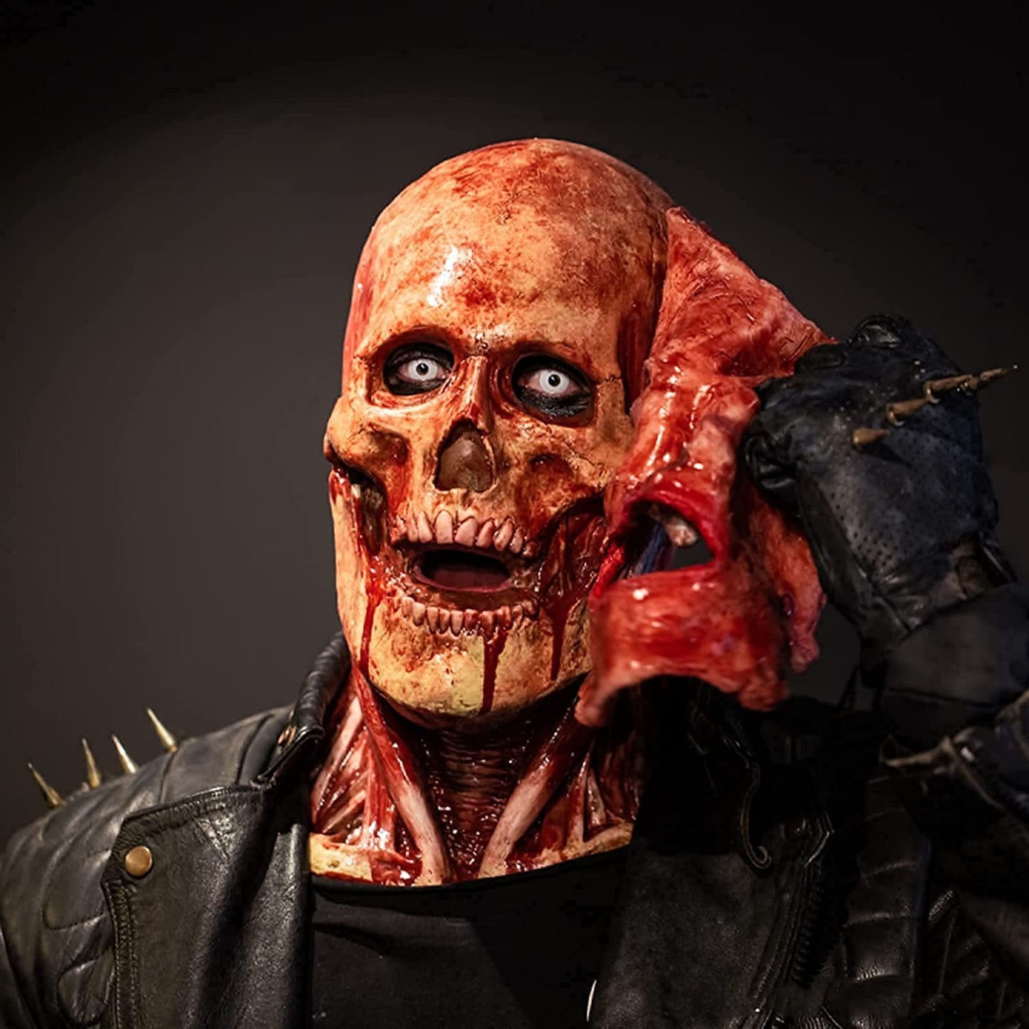 Lanckeli Joker Double Layer Peelable Surface Halloween Horror Mask, Scary Mask + Bloody Creepy Skull Mask with Moving Jaw, Made