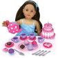 Sophia's Cake & Tea Party Accessories Set for 18" Dolls, Pink/Purple, Includes Teapot, Teacups, Utensils, and Pretend Desserts