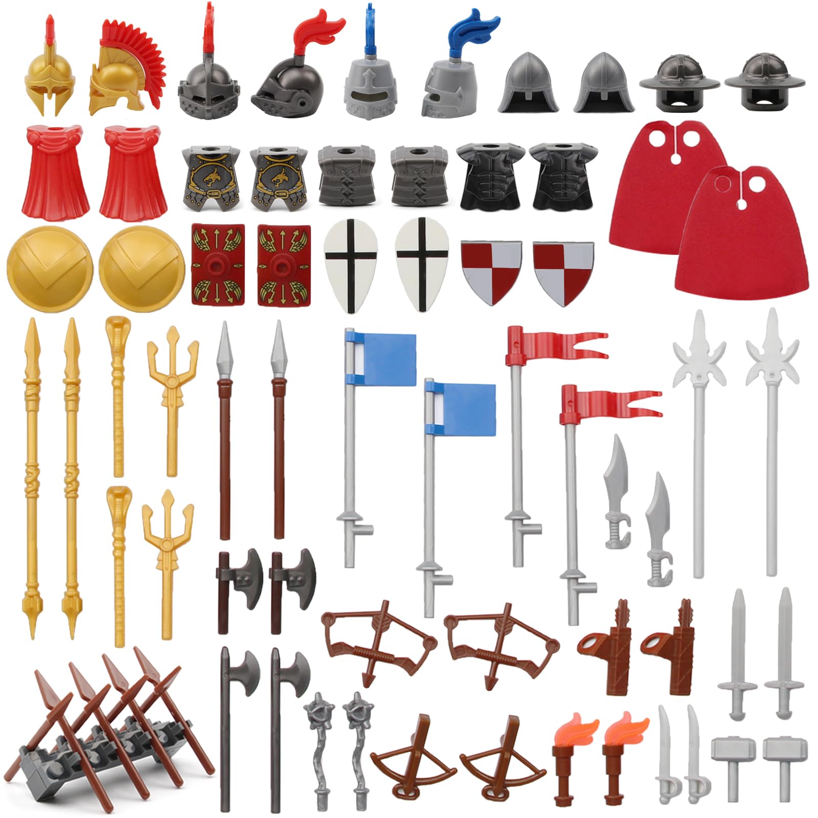 Feleph Medieval  Pack for Knight Figures Ancient Kingdom Military Soldier Castle Equipment and Toy Block Kit Compatible with Major Brand