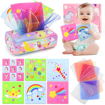 Usrela Baby Toys 6 To 12 Months - Tissue Box Toy, Baby Toys For 6 12 18 Months, Unicorn Tissue Learning Toys With Alphabet Numbe