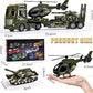 ZHFUYS 25.6'' Green Military Big Truck Toys, Big Truck Toy with Tank and Helicopter,Army Toys with Sounds & Lights, Great Gift f