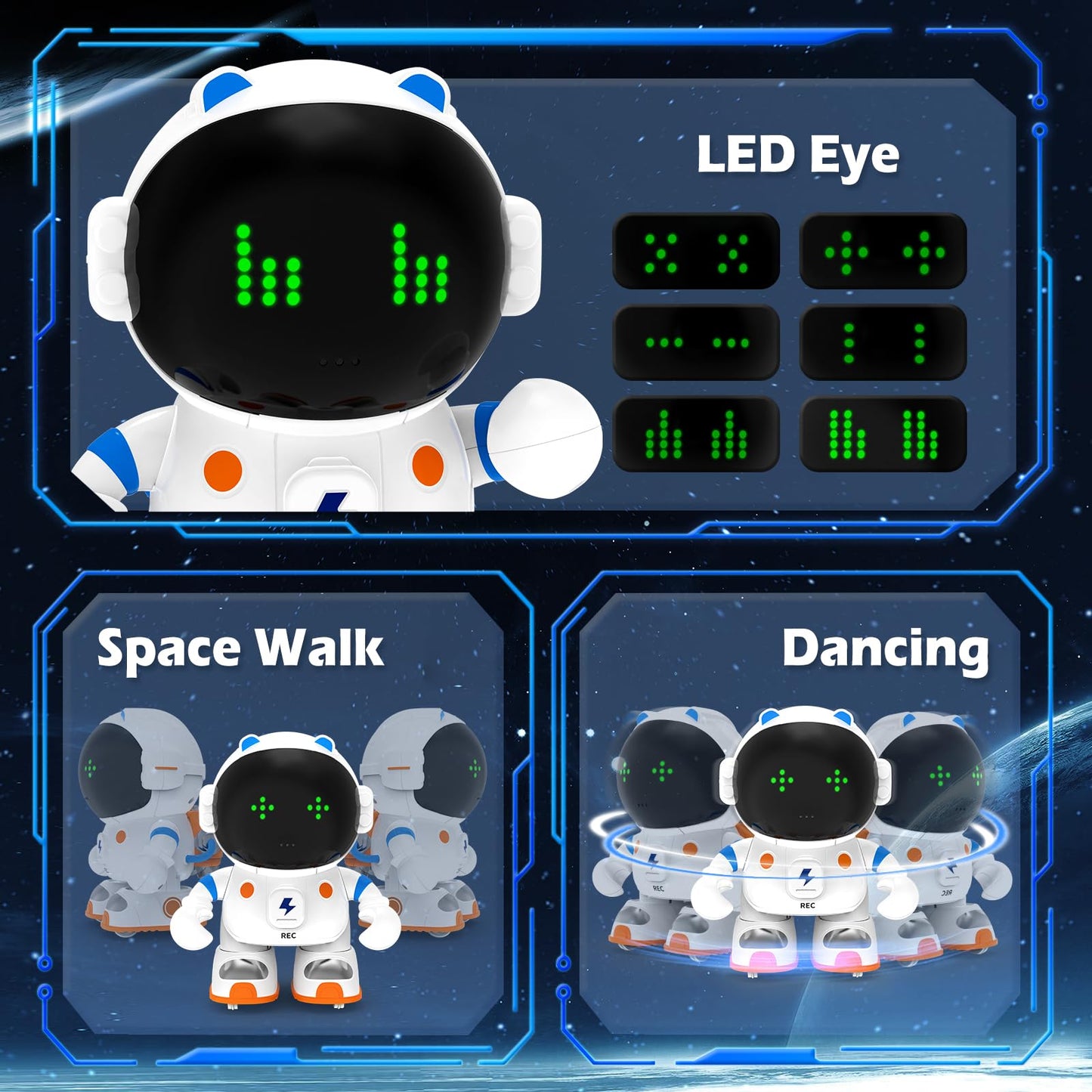 Kaekid Astronaut Robots For Kids, Smart Talking Robotic With Touch Sensor, Voice Control, Speech Recognition, Sing, Dance, Repeat And Record, Rechargeable Robot Toy For 3-8 Year Old Boys Girls
