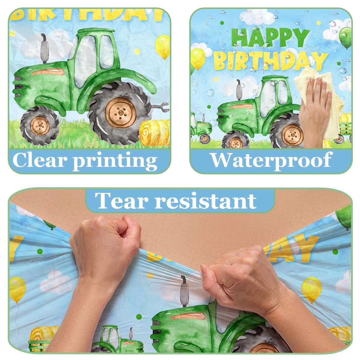 Pymurod Tractor Birthday Party Supplies 3Pcs Farm Tractor Tablecloths Happy Birthday Farm Tractor Table Cover For Kids Birthday