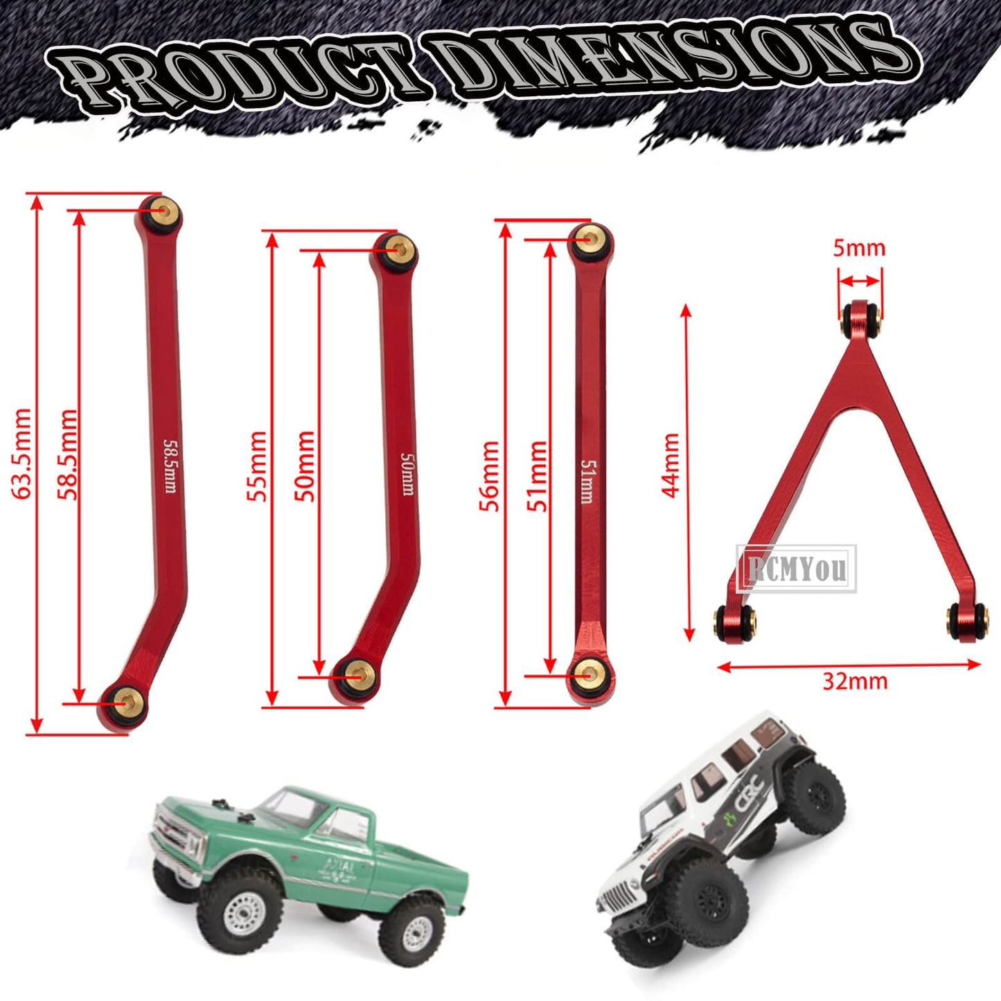 RCMYou RC Upgrades Part High Clearance Chassis Links & Skid Plate & Steering Rod Tie Links for 1/24 Axial SCX24 Bronco AXI00001