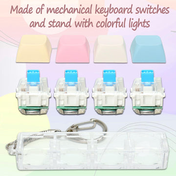 Keyboard Fidget Toys For Adults Keyboard Clicker With Led Light Keychain Fidget Sensory Fun Toys For Anxiety Decompression (Macaroon1, 4 In 1)