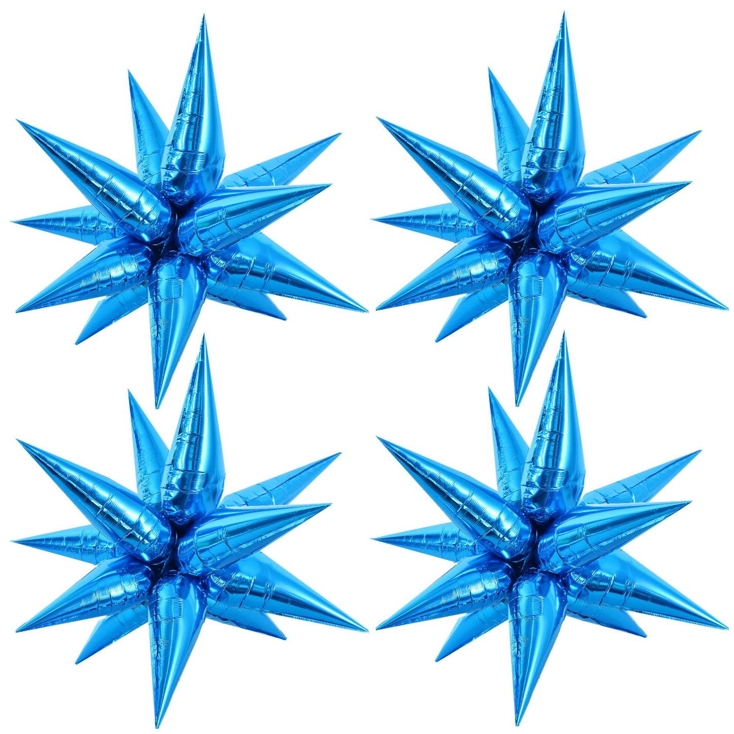 Toniful 26Inch 4D Blue Explosion Star Foil Balloons 12Point Star Mylar Balloons For Party Decorations Backdrop Christmas New Yea