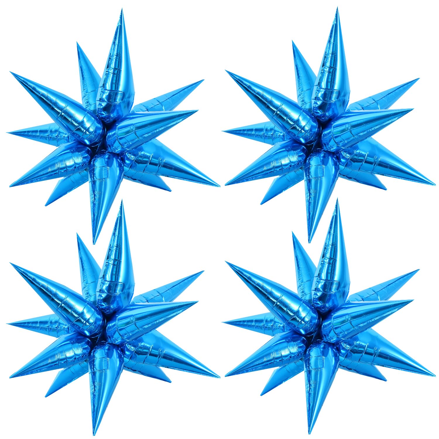 Toniful 26Inch 4D Blue Explosion Star Foil Balloons 12Point Star Mylar Balloons For Party Decorations Backdrop Christmas New Yea