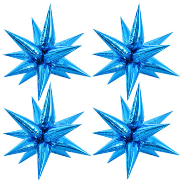 Toniful 26Inch 4D Blue Explosion Star Foil Balloons 12Point Star Mylar Balloons For Party Decorations Backdrop Christmas New Yea