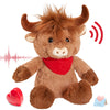 CozyWorld Recordable Stuffed Animal - 12.5" Highland Cow Plush Toy, 100% PP Cotton, Sweet Voice Messages, Birthday Gift for Kids