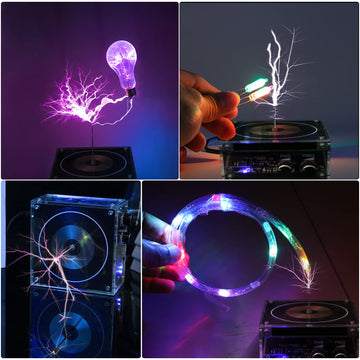 Bluetooth-Compatible Musical Tesla Coil, Pemenol Touchable Artificial Lightning Spark Gap Arc Generator Desktop Decoration Arc Plasma Science Teaching Experiment Model For College High School