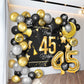 Happy 45Th Birthday Balloons Gold Set Decor - Cheers To 45 Years Old Party Theme Garland Star Moon Banner Backdrop Decorations F