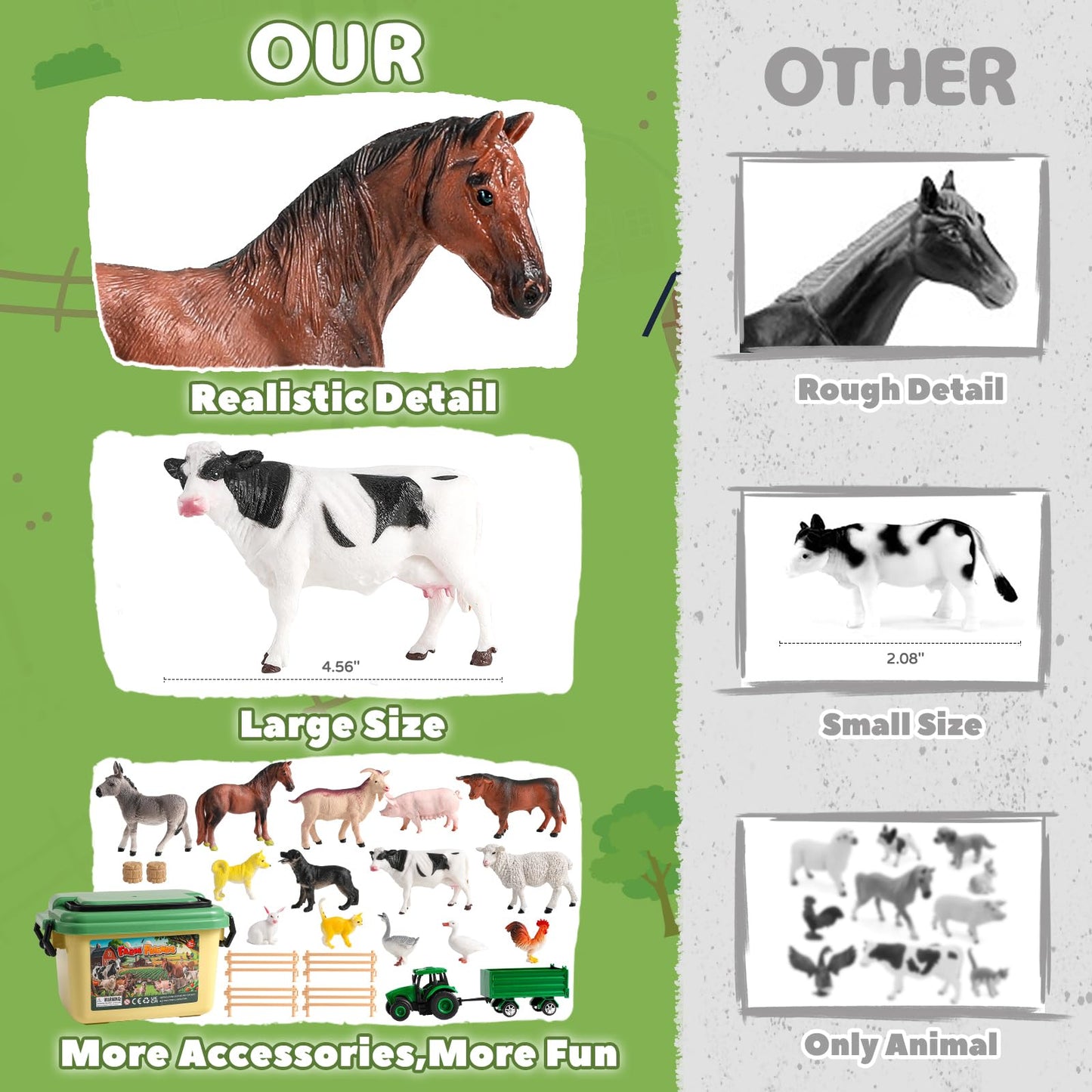 Waiiw Farm Animal Toys For Toddlers,23 Pcs Animal Toys With Realistic Animal Figurines,Tractor Toy And Fence,Farm Playset Educat