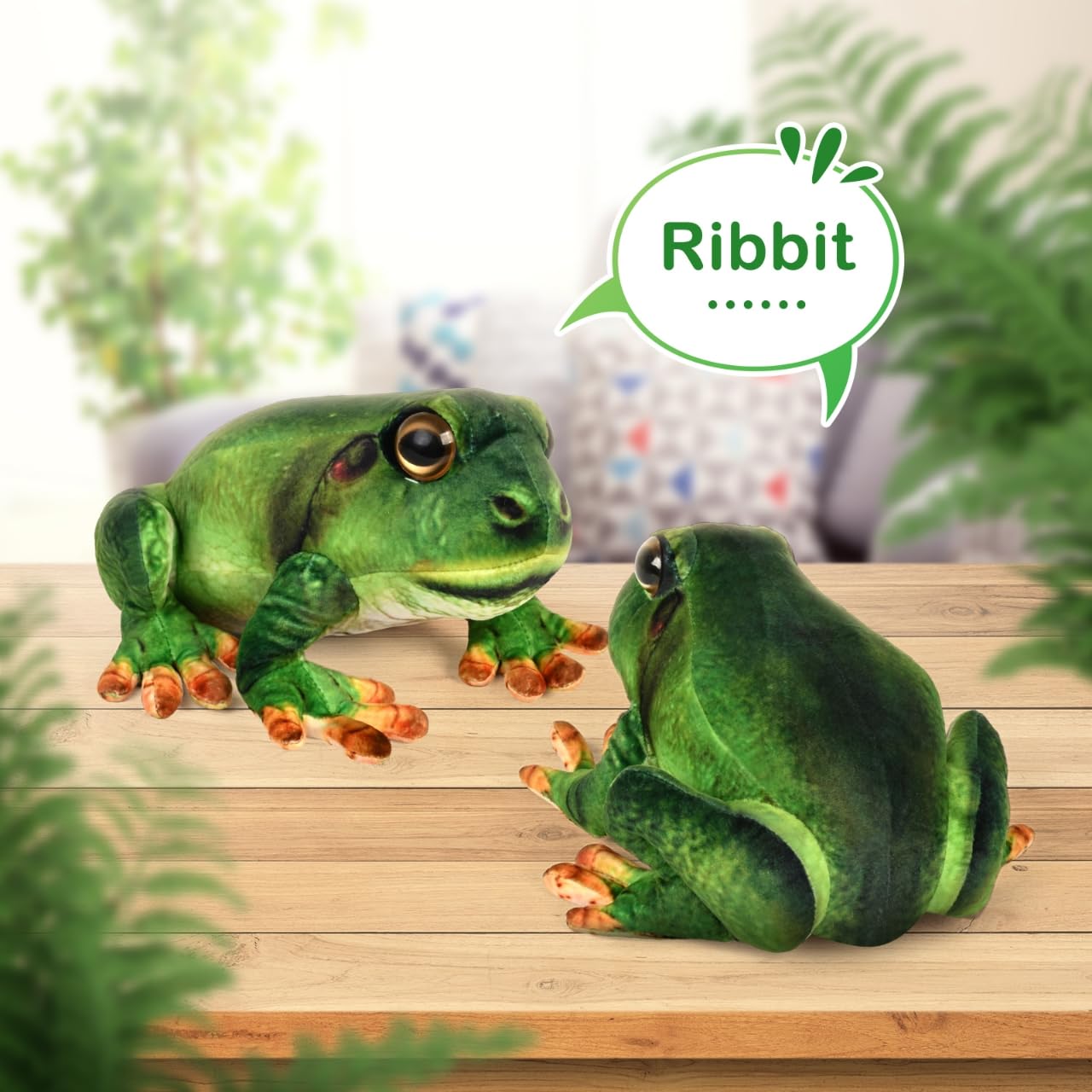 Madzee Plush Realistic Frog Stuffed Animal Toy 9 Inches, Soft Plushie Christmas Birthday Gifts For Boys Girls Kids Toddlers