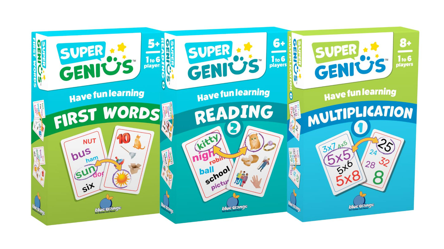 Super Genius Multiplication 1 Matching Card Game | 1-6 Players | Ages 8 and up | Teacher Approved | Fun Flash Card Concentration