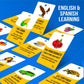 Study Key English Spanish Flash Cards - 300 Vocabulary Cards for Adults & Kids, Medium Size, Cardstock Material