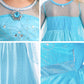 Luzlen Snow Princess Costume For Toddler Girls Kids Blue Princess Dress Up With Wig Halloween Birthday Cosplay Outfits, 5-6Y(Tag 130)