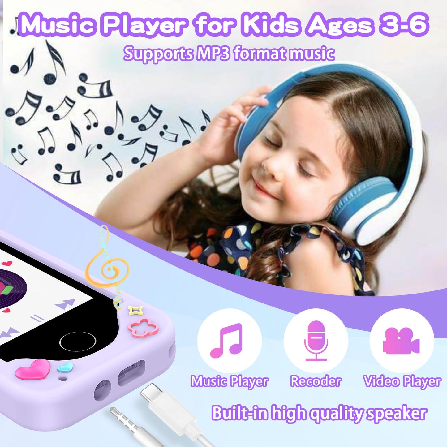 Nikuku Kids Phone for Girls, Toddler Smart Phone Christmas Birthday Gifts for Girls Age 4-6, Kids Play Phone Toy with Dual Camer