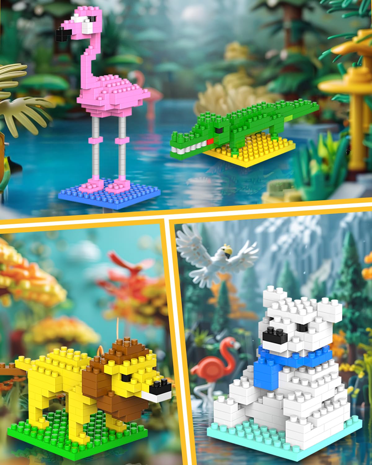 Kimiangel Party Favors For Kids, 12 Pack Mini Animals Building Blocks Sets For Goodie Bags, Prize Box Toys For Kids, Fillers, Prizes, Christmas Birthday Gifts Stem Educational Brick Kits(1222 Pcs)