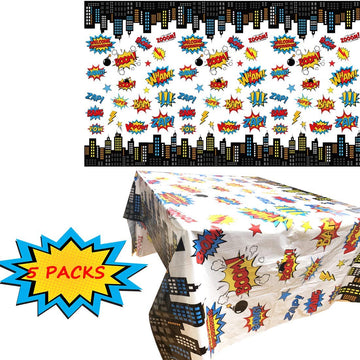 HaWenny 5 Pack Superhero Plastic Table Cover,43 x 71 Superhero Tablecloths Party Supplies Decorations