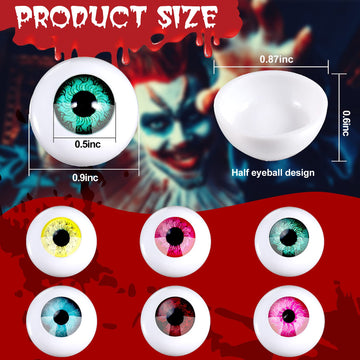 32 Pieces Halloween Eyeballs Plastic Half Eyeballs Spooky Scary Horror Props For Halloween Trick Or Treat Party Cosplay (Chic Colors)