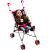 Baby Doll Stroller For Toddlers 3 Years And Up, Foldable Toy Stroller For Dolls - Denim And Red Design For Kids