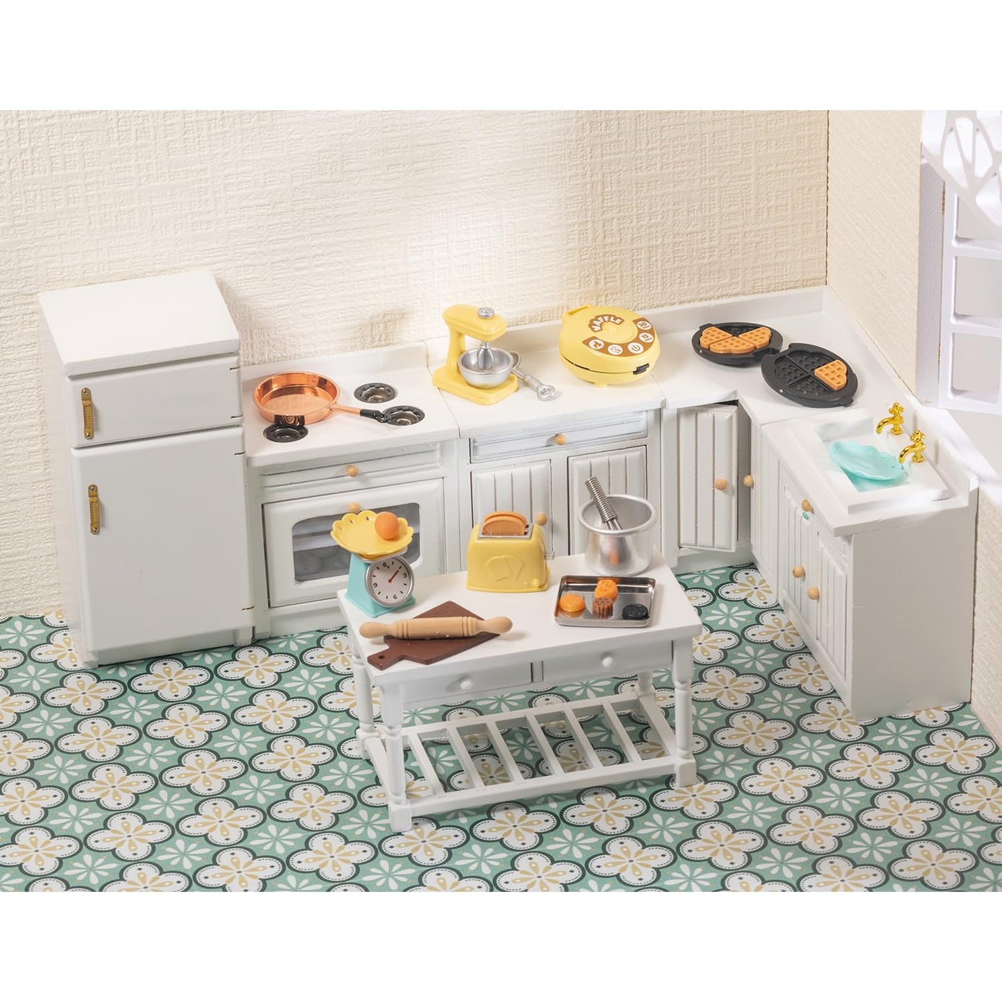Keldoner Miniature Dollhouse Accessories, Doll House Accessories Set, Dollhouse Kitchen Accessories Incl Stand Mixer & Kitchen S