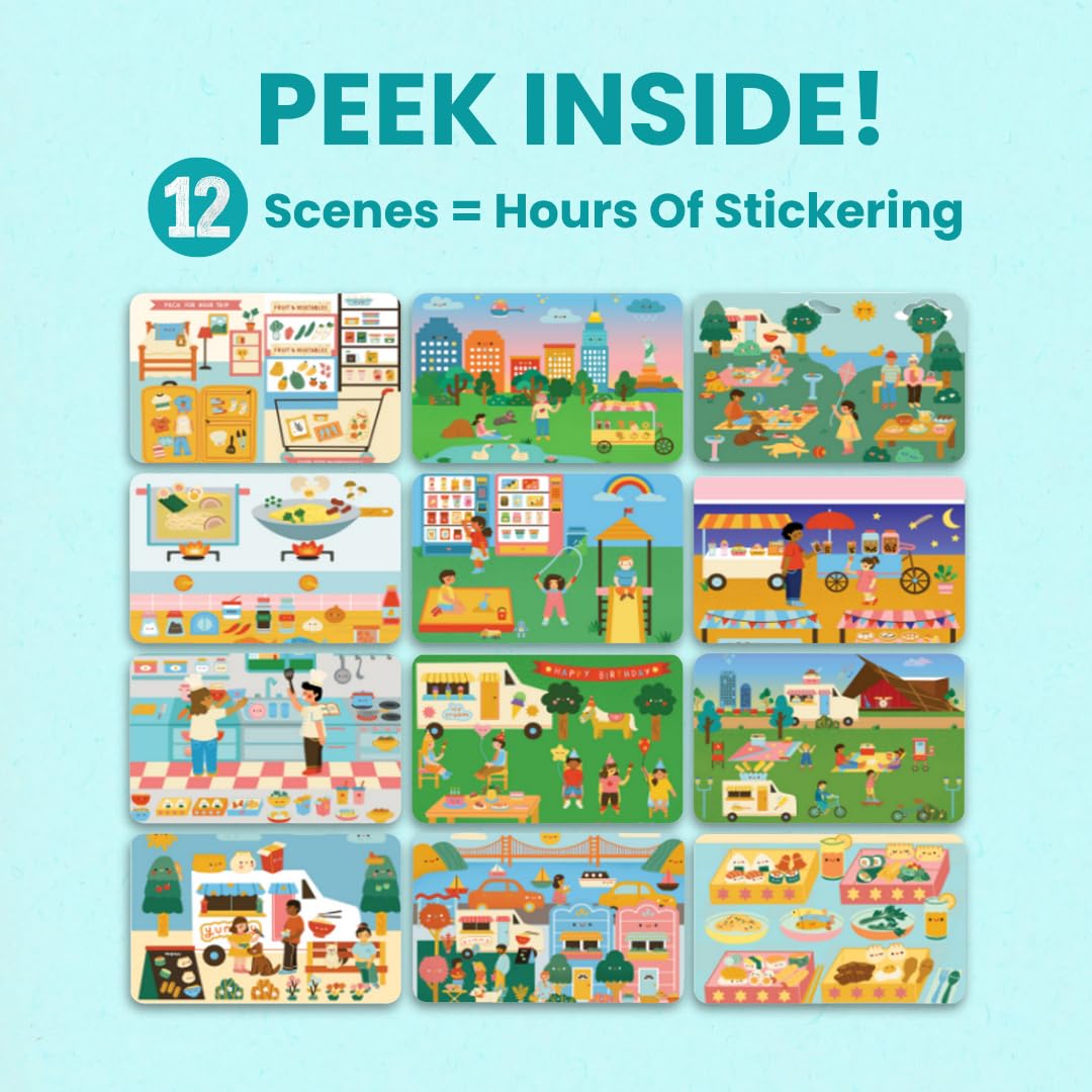 CUPKIN Food Truck Sticker & Coloring Book - 500+ Stickers, 12 Scenes, Paper, Ages 4-10
