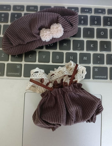 Doll Outfit Clothes Set for 17cm Dolls  enhanced Fashion Hat Overalls Sweater Bag Dress Jumpsuit for Dolls Accessories (NO Doll) (Brown Set)