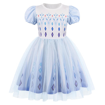 Benylion Princess Dress For Girls Princess Dresses Party Wear Puff Sleeve Tulle Dress For 3-4 Years,White