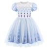 Benylion Princess Dress For Girls Princess Dresses Party Wear Puff Sleeve Tulle Dress For 3-4 Years,White