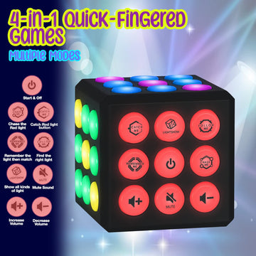 Playroute Electronic Brain & Memory Game Cube - Fun Toy Gift Ideas For Ages 6-12+ Year Old Boy & Girl - Cool Toys For Boys And Girls - Handheld Games Gifts For Kids And Teens